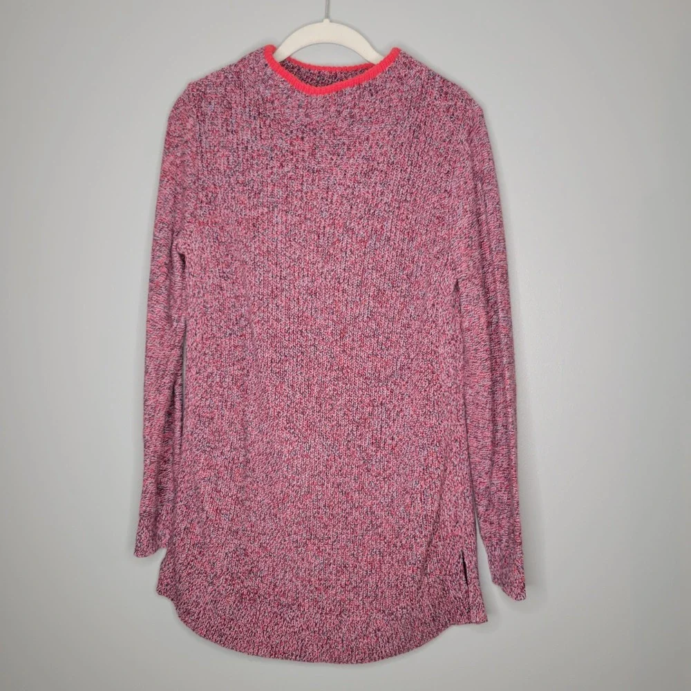 Loft Mock Neck Sweater Womens Size M Fuchsia Red Pullover 100 Cotton Cozy Layers